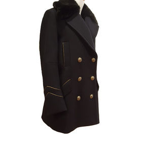 Free People Sedgwick Wool-Blend Peacoat Navy NWOT