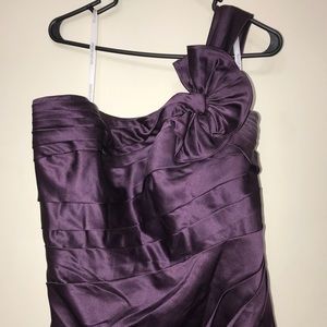 David’s bridal eggplant colored one shoulder gown