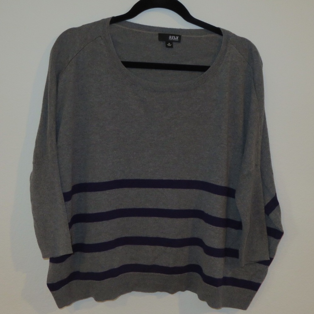 Gray and purple strip dolman sleeve sweater -med