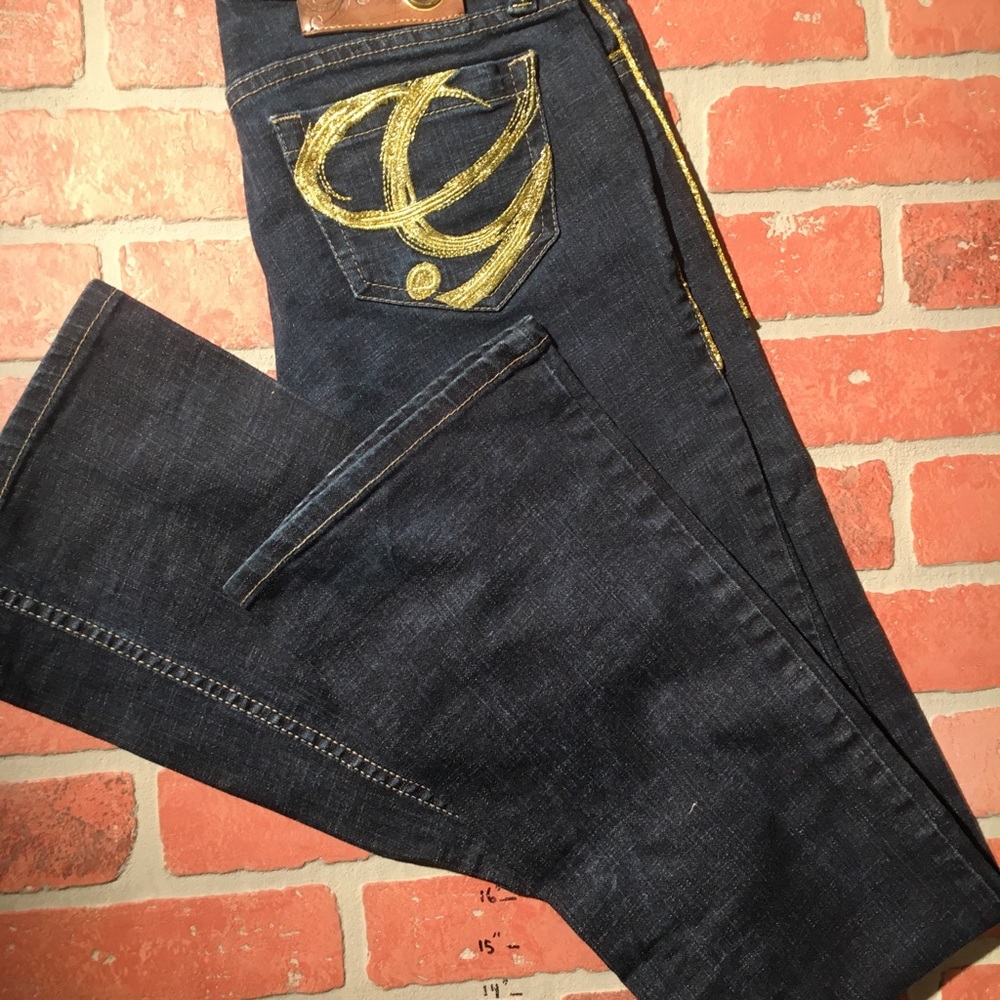 G unit size 4 gold embossed blue jeans