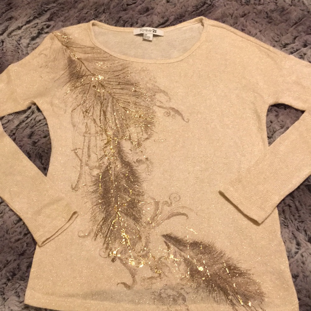 *SOLD* Gold Feather Detail Sweater