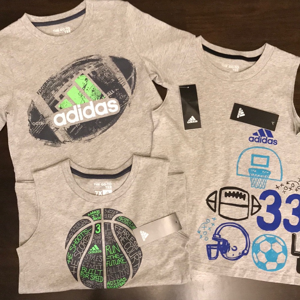 3 NWT adidas Boys’ Athletic Tee/Muscle Tank Bundle