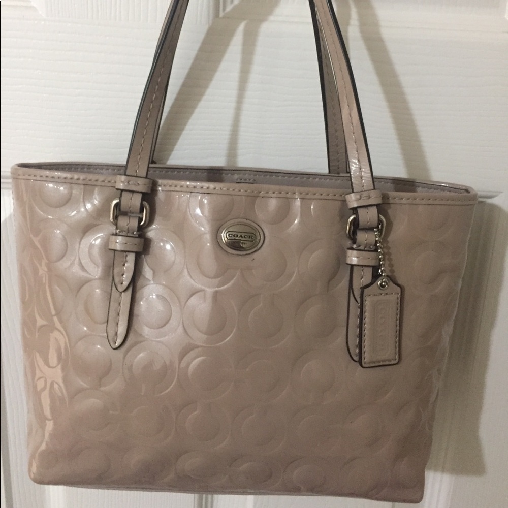 Coach Op Art Beige Handbag