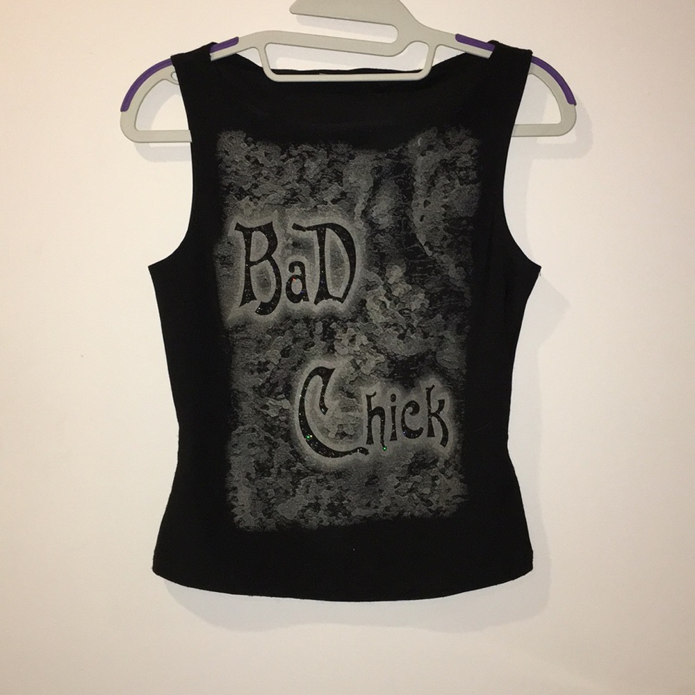 "Bad Chick" black sleeveless top