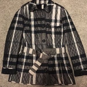 Burberry belted plaid jacket