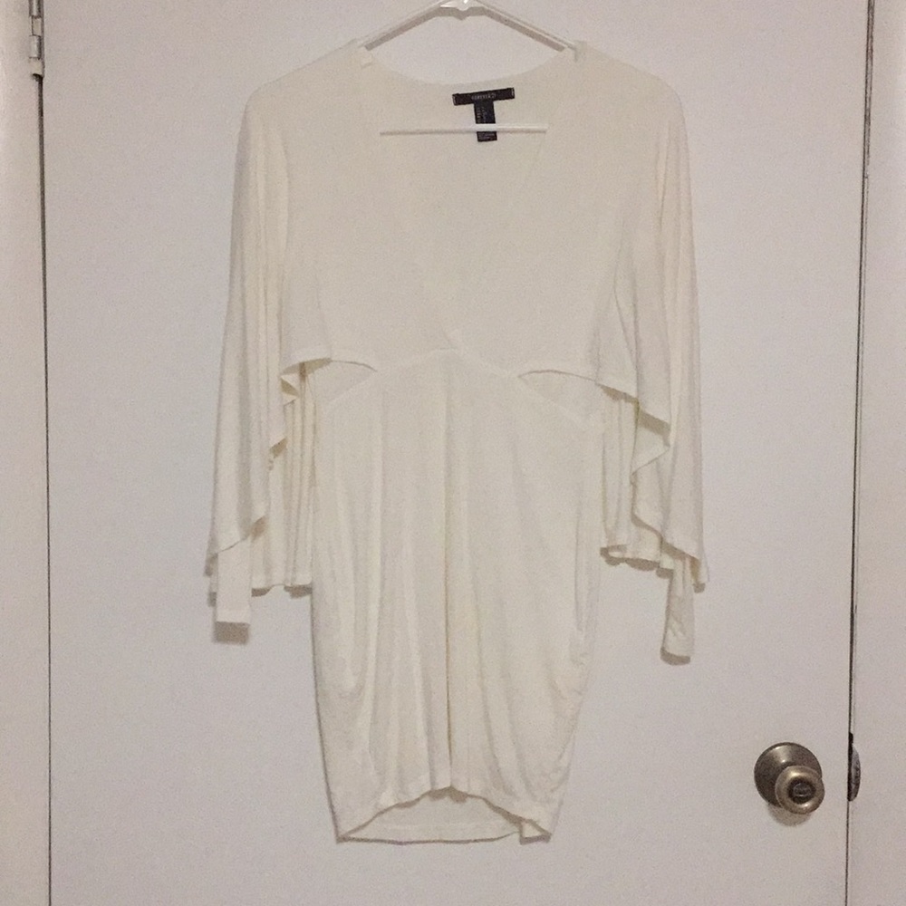 White long sleeve shirt with cape