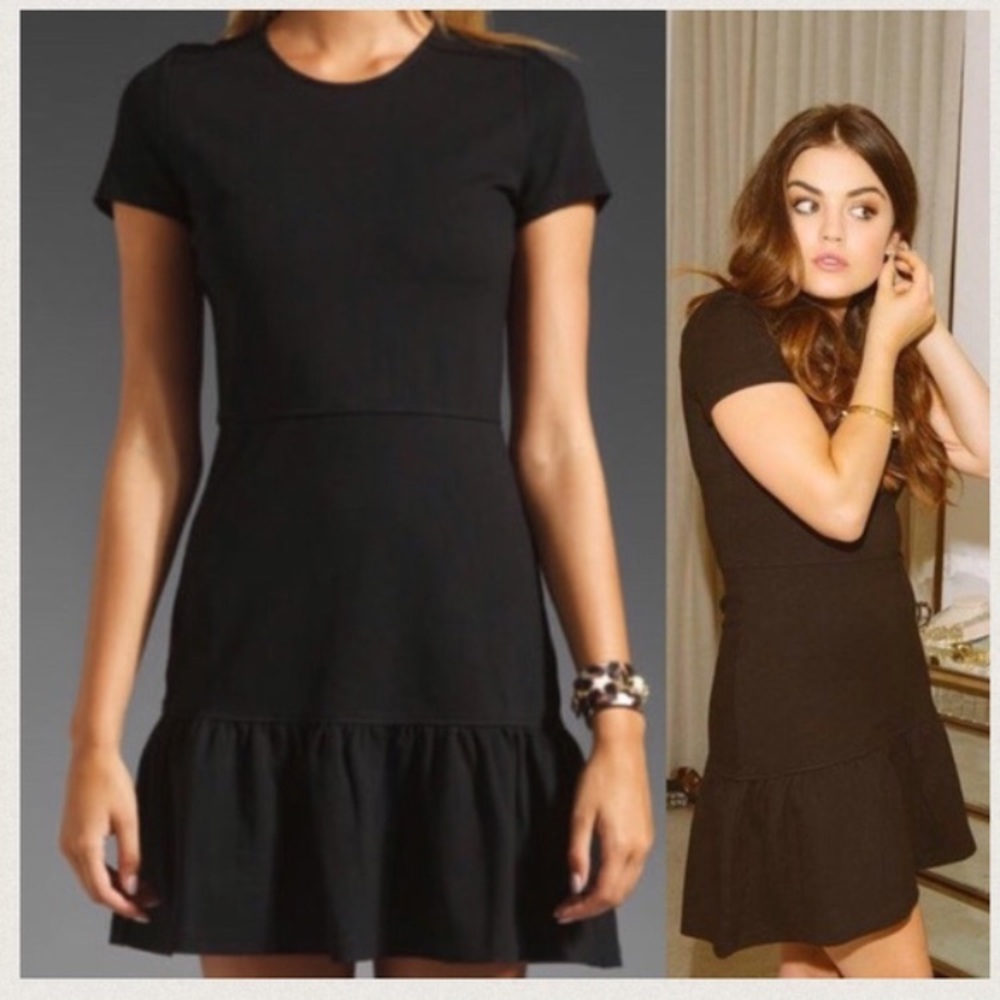 Flirty ponte zip back drop waist dress stretch Xs