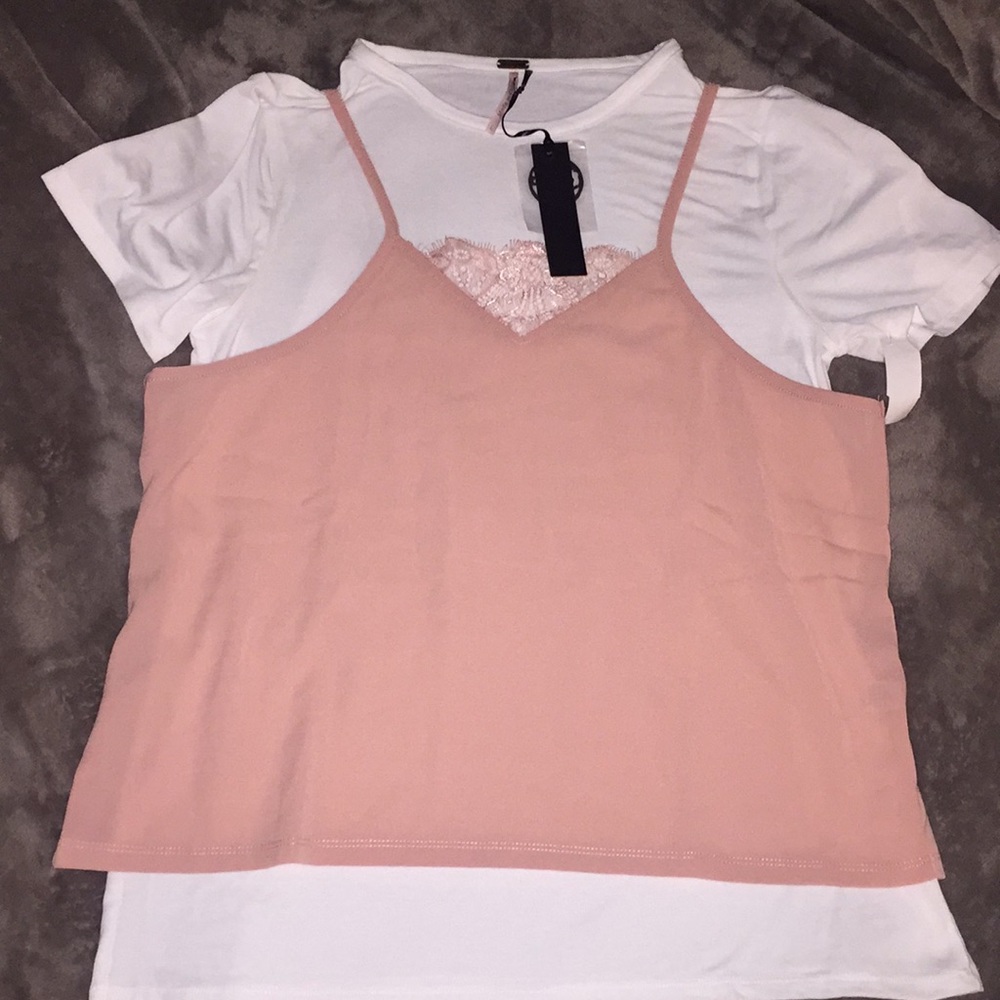 NWT poof brand top with lace detailed tank