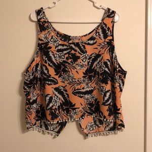 Salmon & black floral blouse