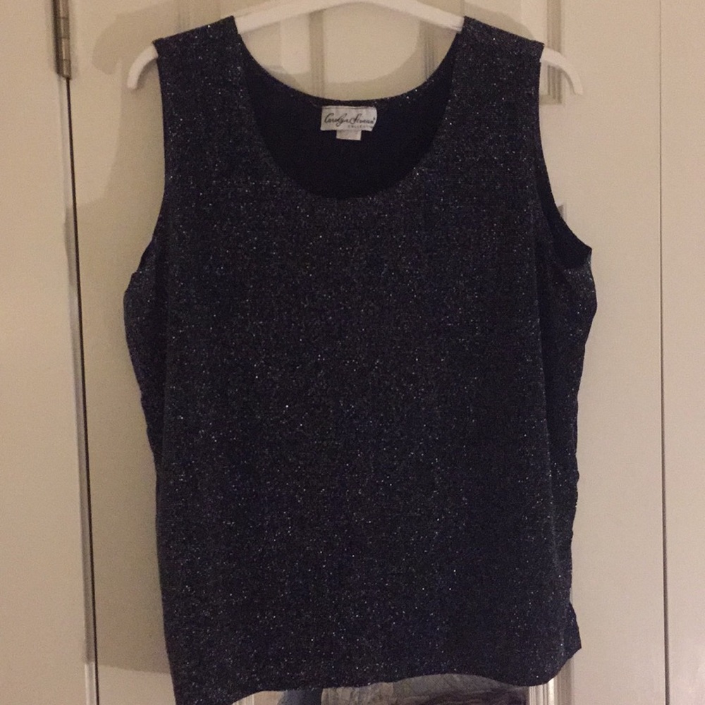 Carolyn Strauss black and silver glitter tank cami