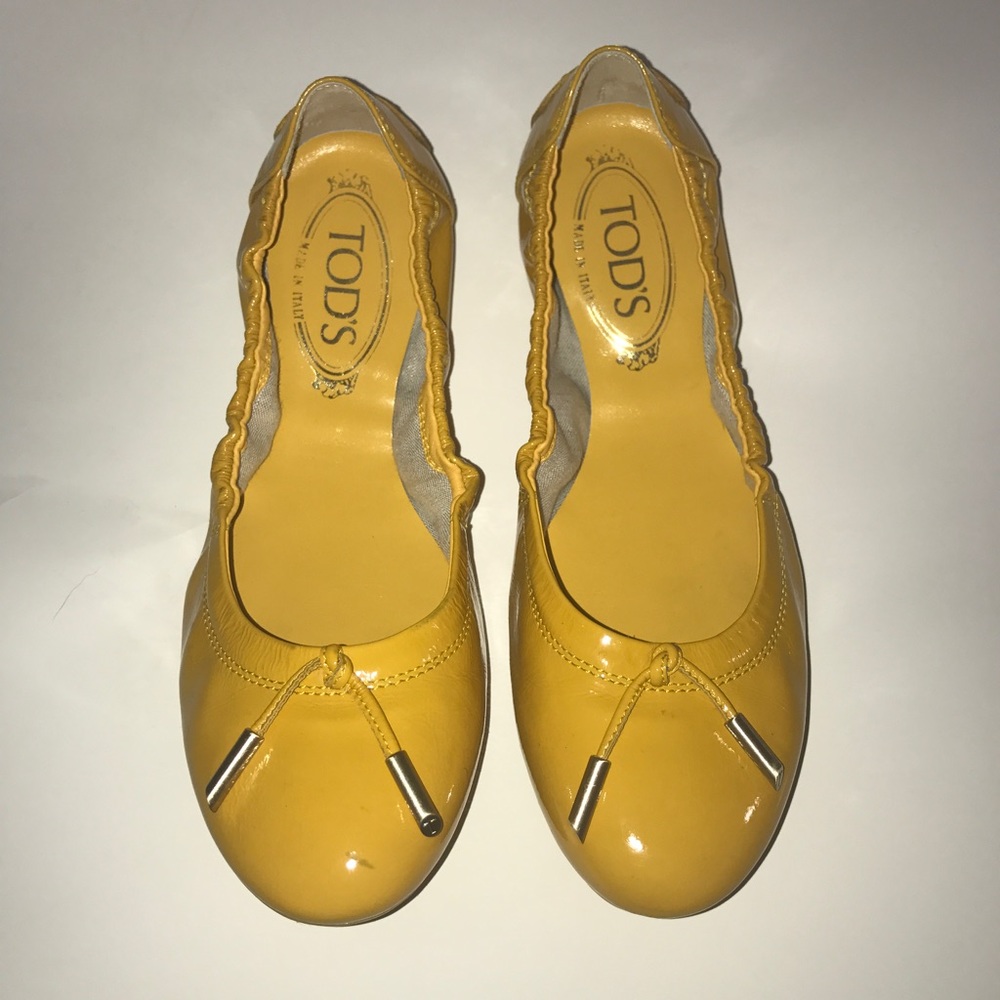 TOD'S Yellow Ballerina Flats Foldable Size 7.5
