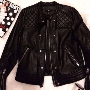 H&M Vegan Leather Motorcycle Jacket Size 12