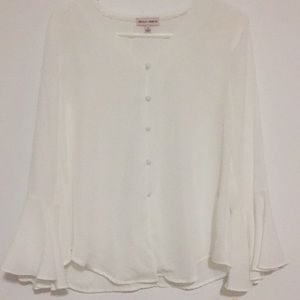 White long bell sleeve shirt