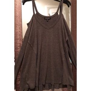 Green Cold Shoulder Long Sleeve Top