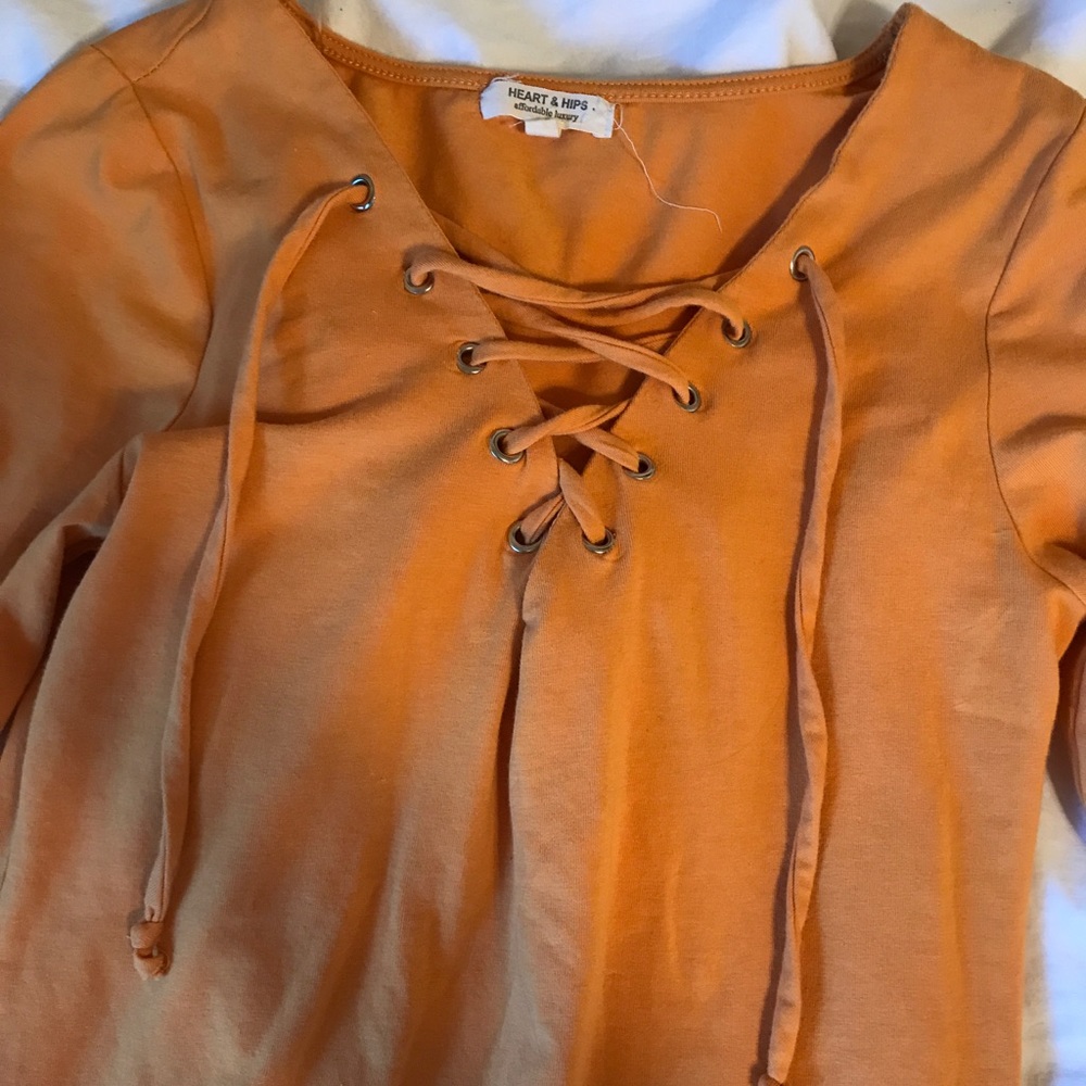 Mustardy Orange front tie up long sleeve