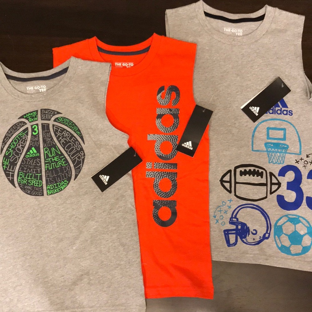 3 NWT adidas Boys’ Athletic/Muscle Tank Top Bundle