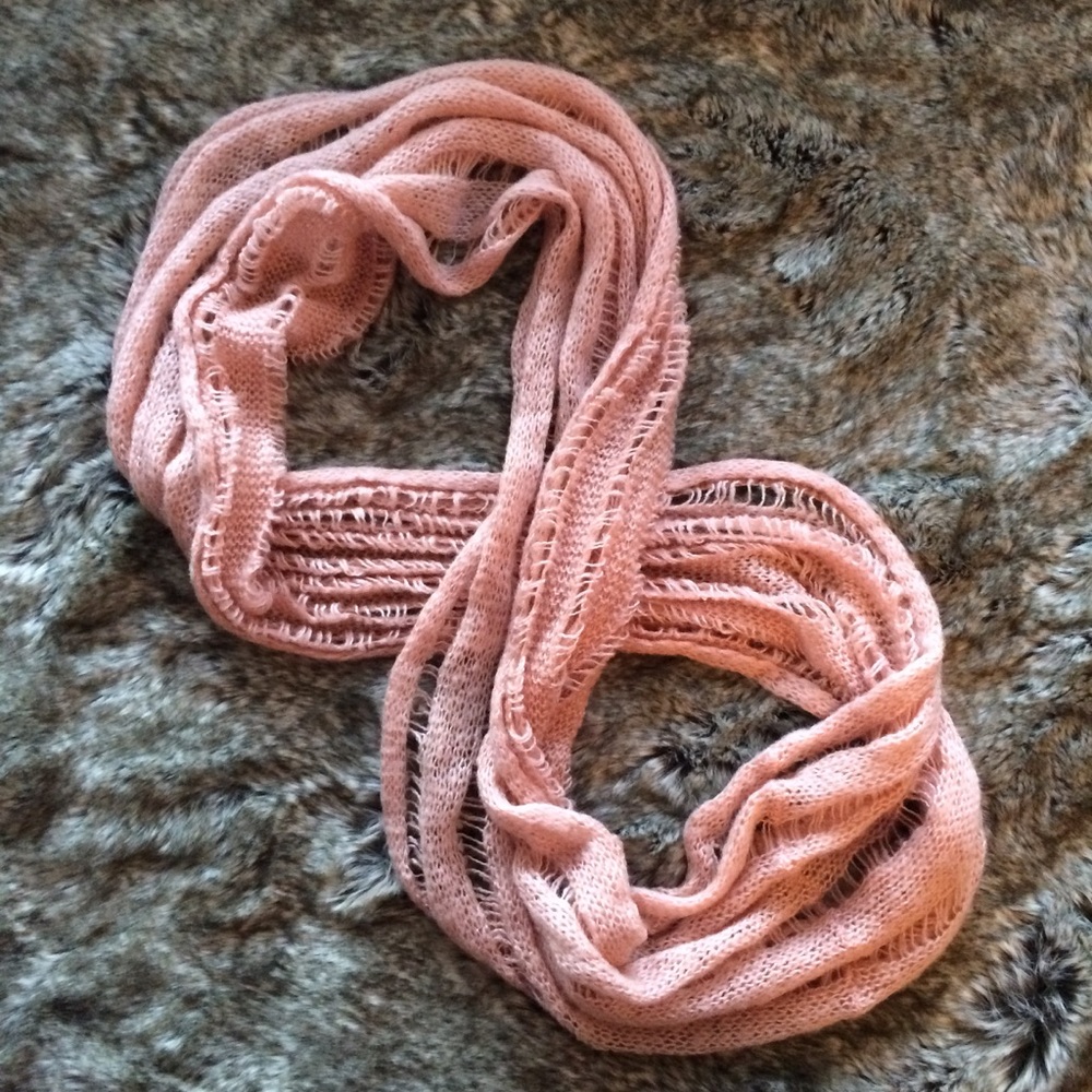 Millennial Pink Knit Infinity Scarf