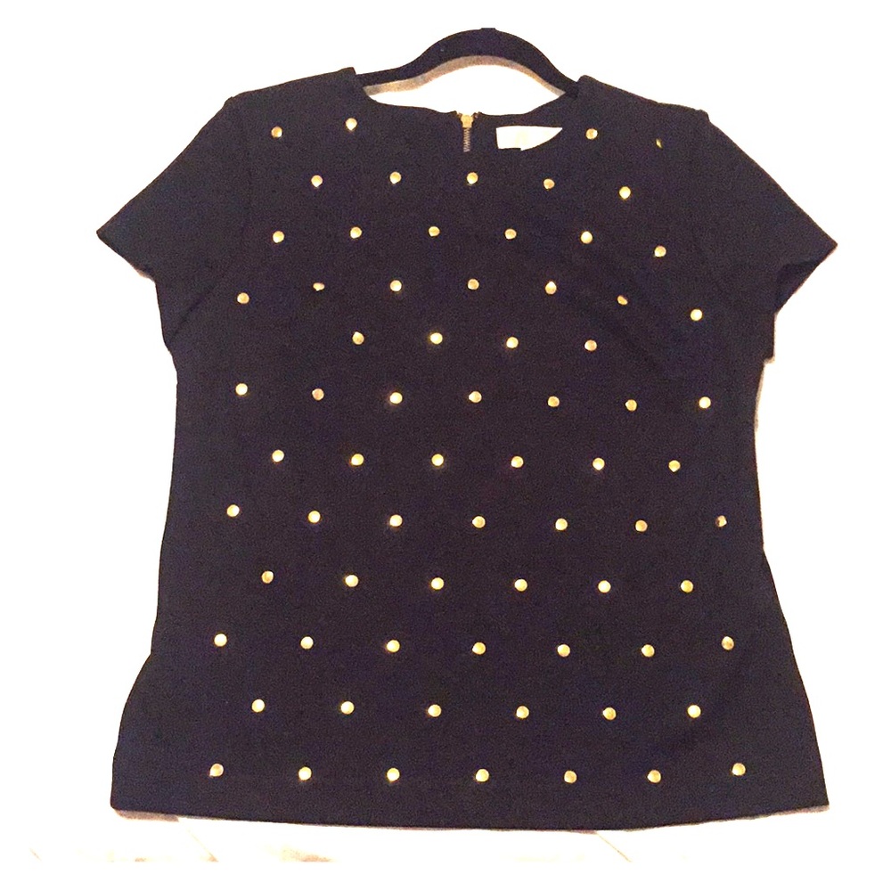 Top with Gold (Metal) polka dots on front