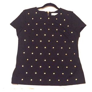 Top with Gold (Metal) polka dots on front