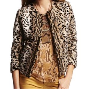 Express brand faux fur leopard jacket S