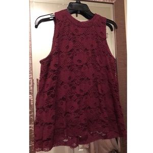 Maroon Lace Tank Top