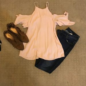 Blush Cold Shoulder Blouse