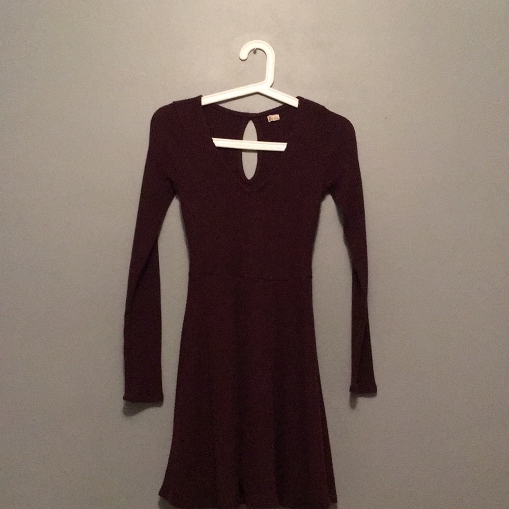 Maroon V-Neck Dress