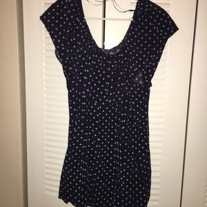 3x anchor navy blue ruffle top