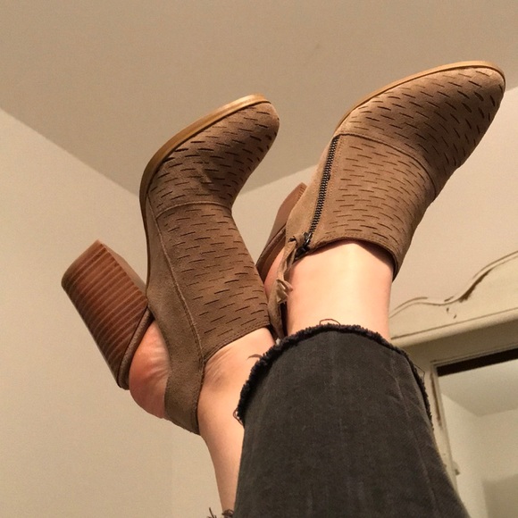 gunmetal Shoes - Perforated Leather Slingback Booties