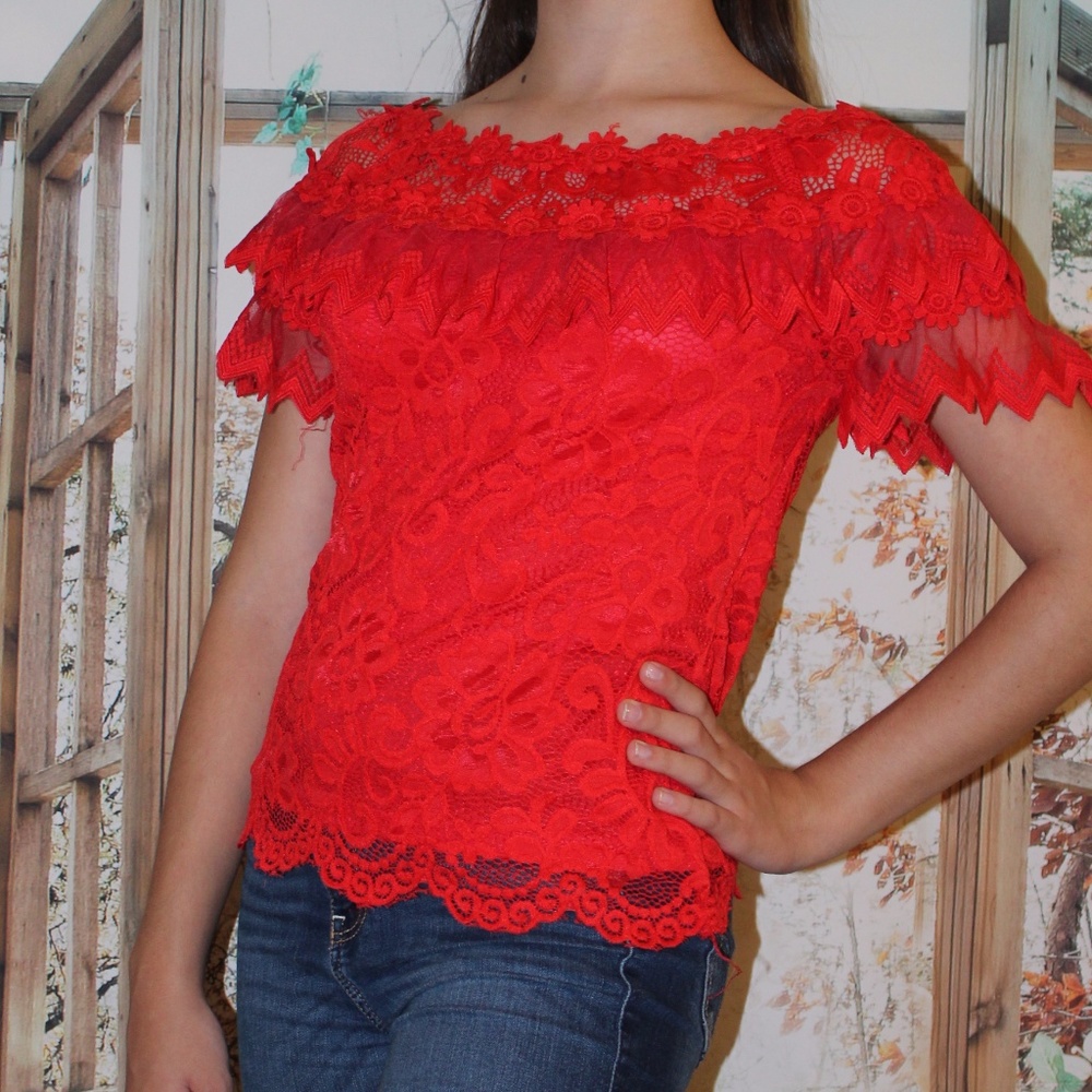 Women’s red lace shirt