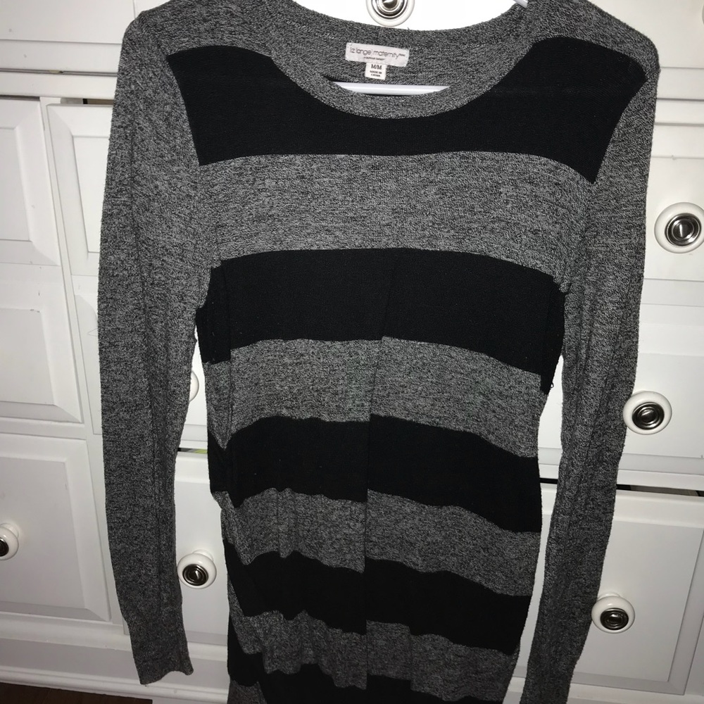 long sleeve grey and black sweater