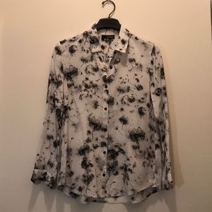 Kooples white black silk blouse Sz Small