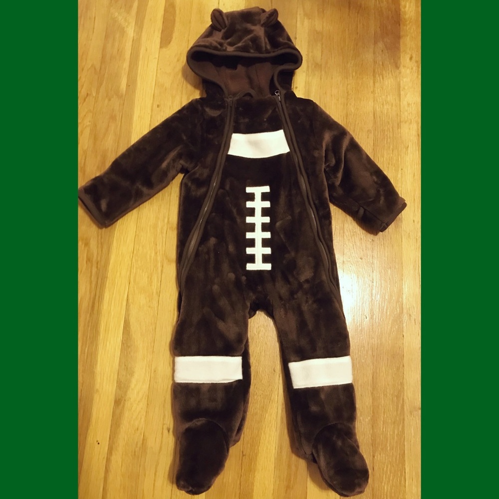 Football Bear Hooded Faux-Fur Bunting