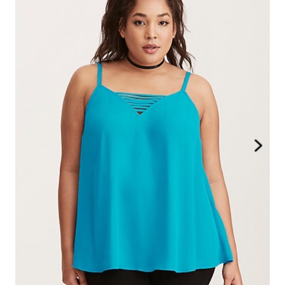 Torrid Strappy Deep V Cami (Bright Teal)