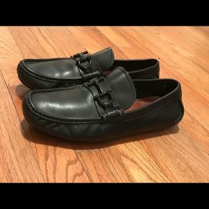 Salvatorre Ferragamo Leather Gancini Driver, Black