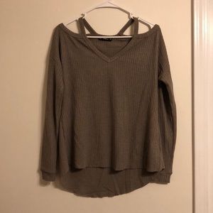 Cold shoulder knit top