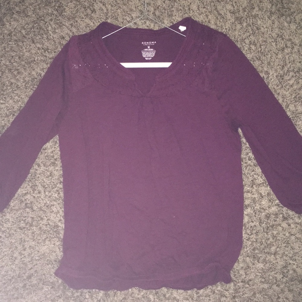 Purple cotton lace shirt