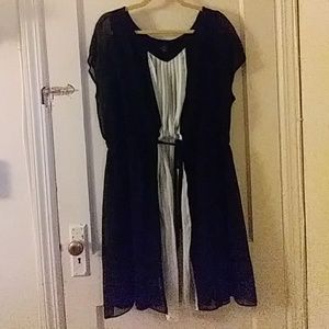 Lane Bryant Black and Cream Pleated Dress