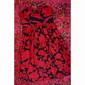 Tibi black & red strapless dress Anthro