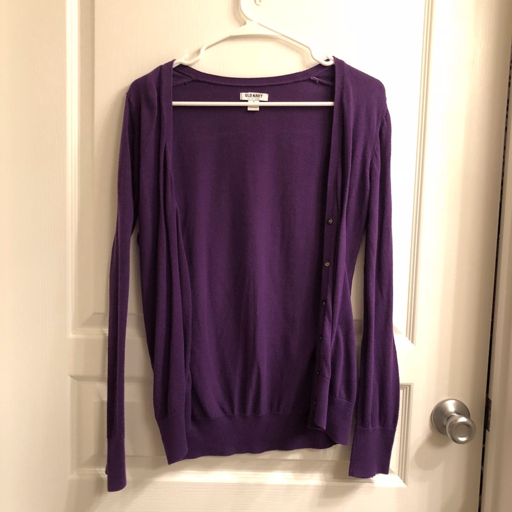 Purple long sleeve cardigan