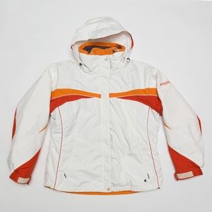 Columbia White and Orange 3 in 1 Winter Jacket