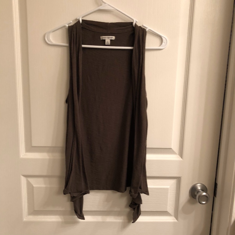 Army green sleeveless cardigan