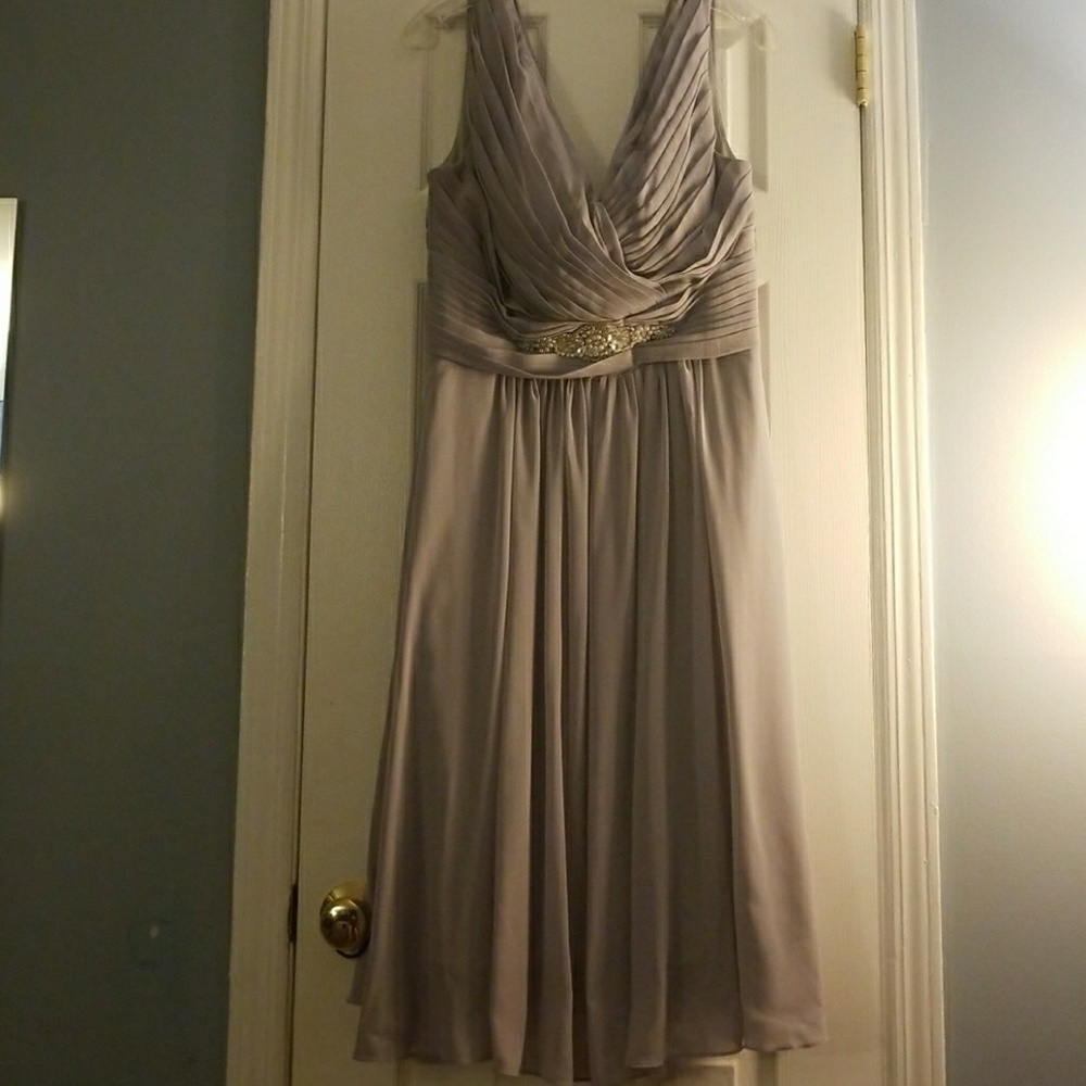 Lavender chiffon dress with pearl and crystals