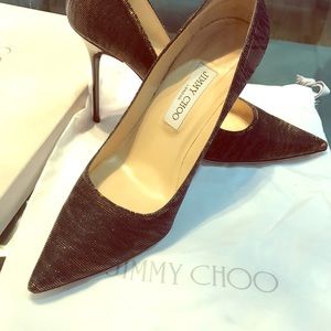 Jimmy Choo Zebra Glitter-Black/Amber size 40