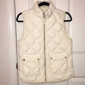 J. Crew Cream Quilted Down Vest