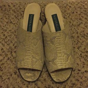 Faux snakeskin slide ons!!