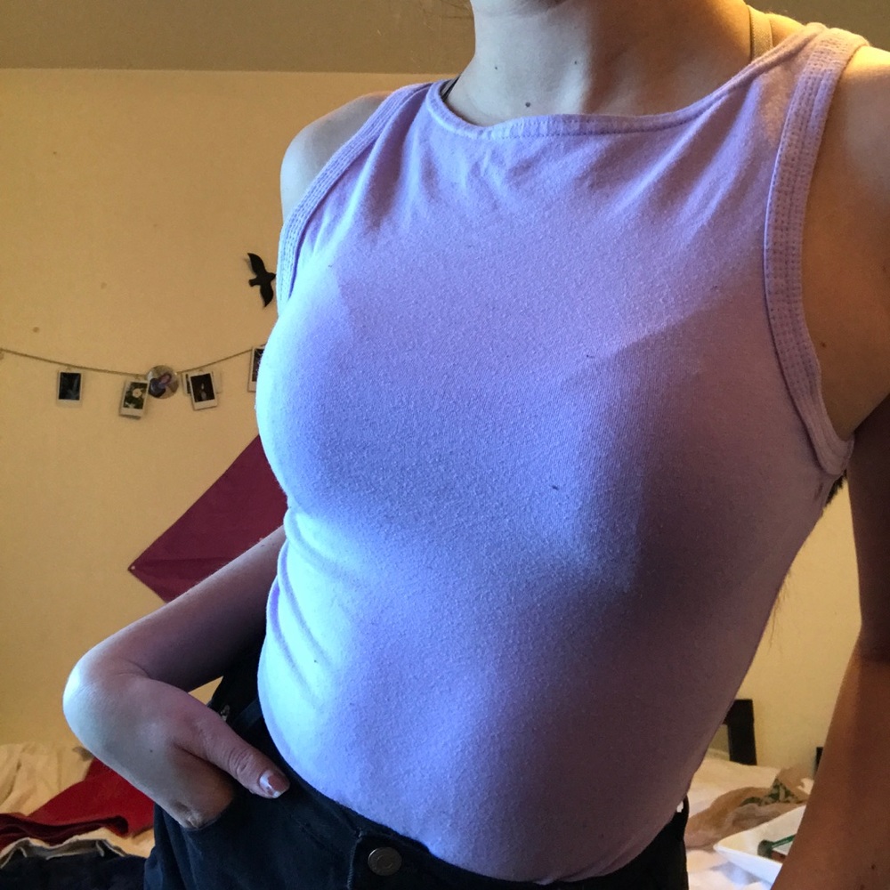Purple boat neck tank top