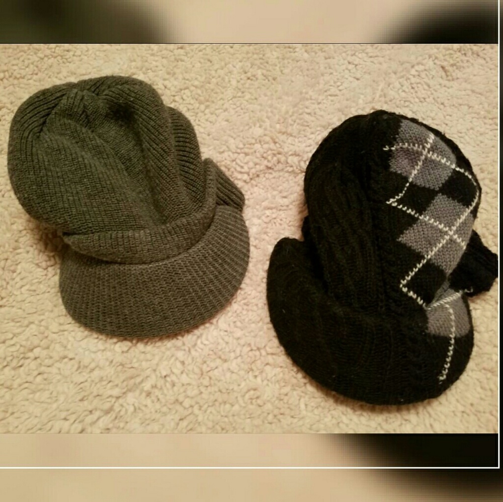 Two beanies hats with brims