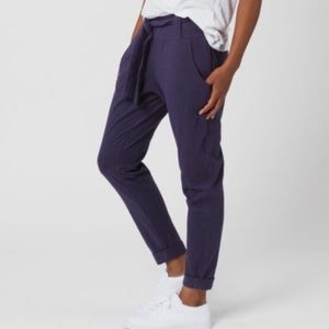 Black cotton joggers with tie-waist