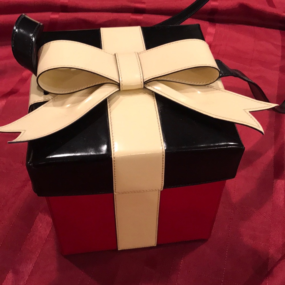 Moschino vintage red/black present handbag.